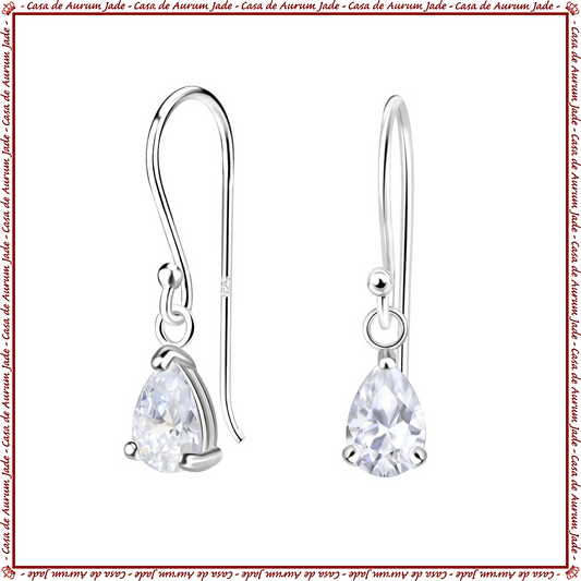 Pear Cubic Zirconia Silver Earrings